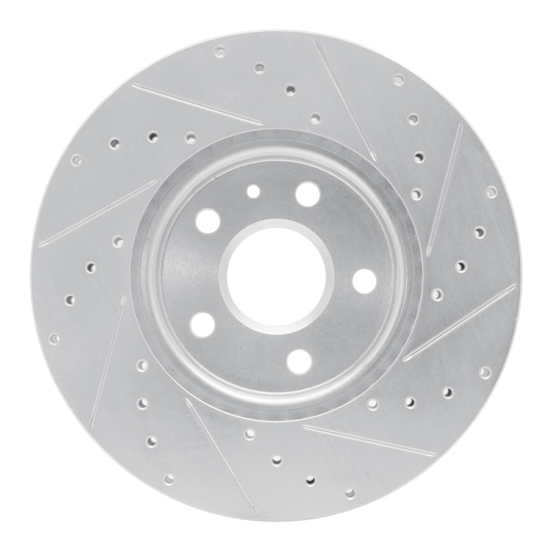 Buick ALLURE Brake Rotor (1) - Front Left - R1 Concepts - Drilled & Slotted - Silver - `10-`25